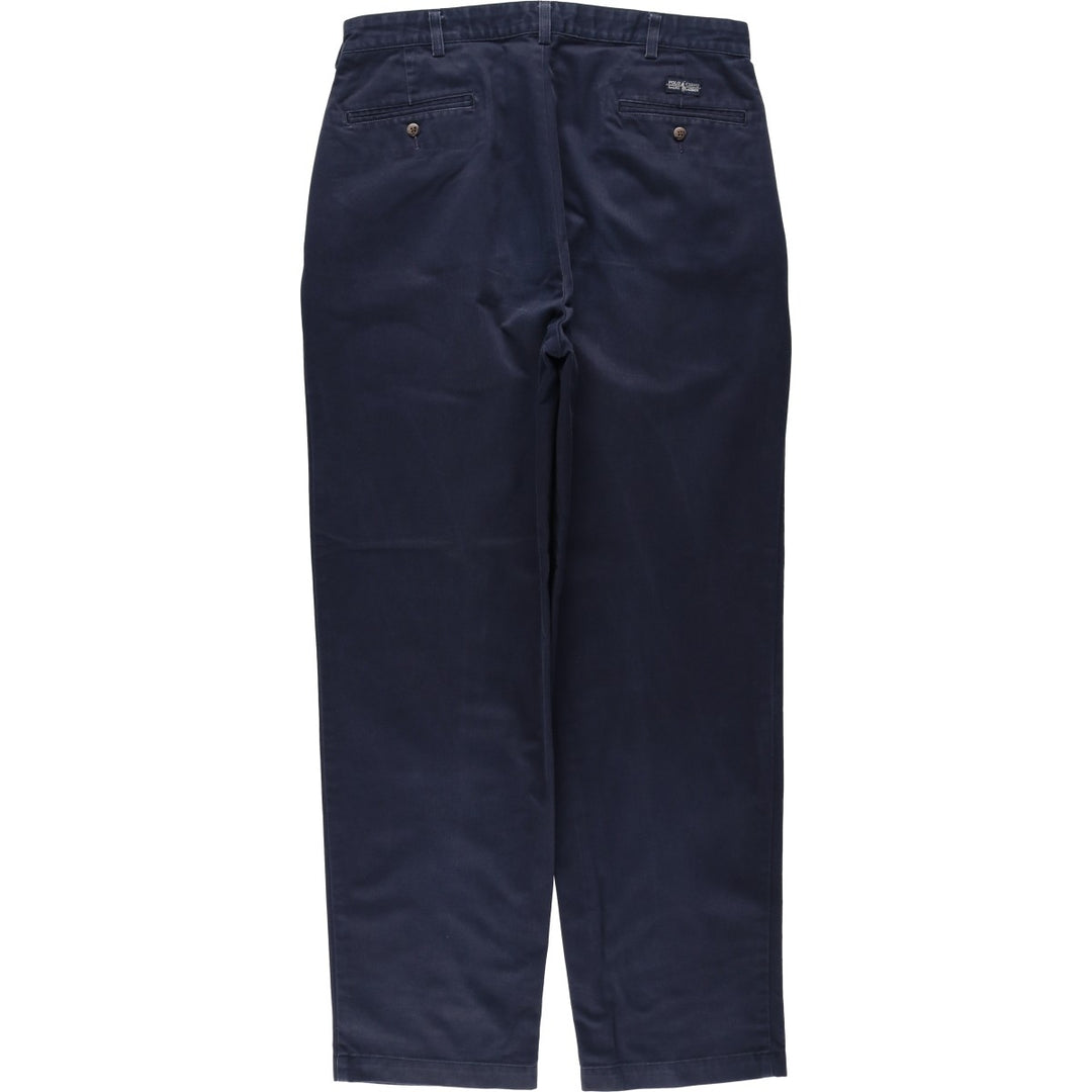 Ralph Lauren Polo Ralph Lauren Andrew Pant Two-pleat Chino Pants Men's Size W34 cotton navy blue type Vintage Second Hand