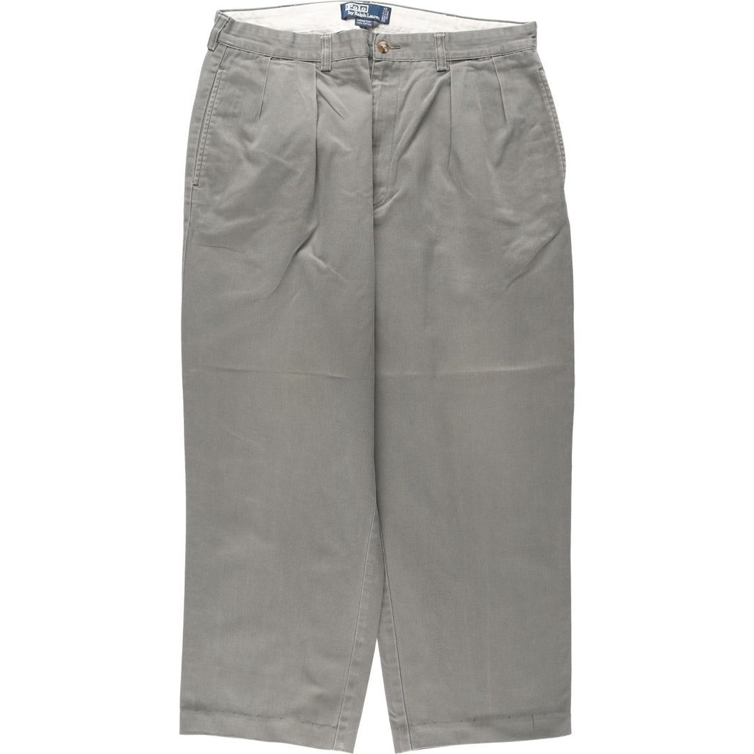 Ralph Lauren POLO by Ralph Lauren ANDREW PANT, two-pleat chino pants, men's, W35 equivalent cotton gray type Vintage Second Hand