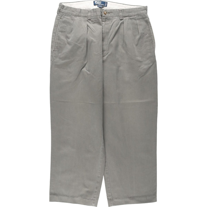 Ralph Lauren POLO by Ralph Lauren ANDREW PANT, two-pleat chino pants, men's, W35 equivalent cotton gray type Vintage Second Hand