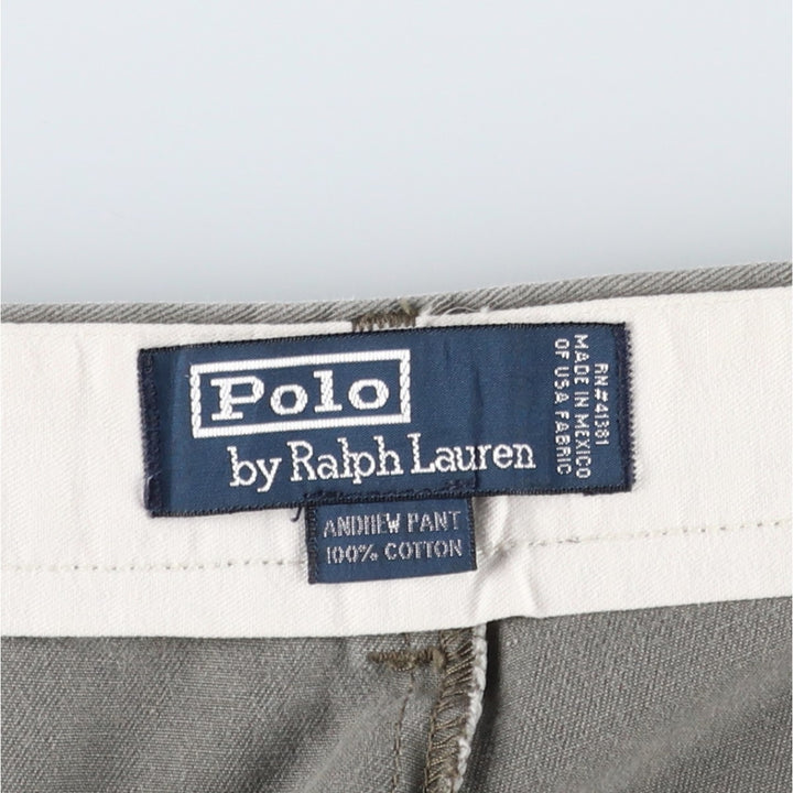 Ralph Lauren POLO by Ralph Lauren ANDREW PANT, two-pleat chino pants, men's, W35 equivalent cotton gray type Vintage Second Hand