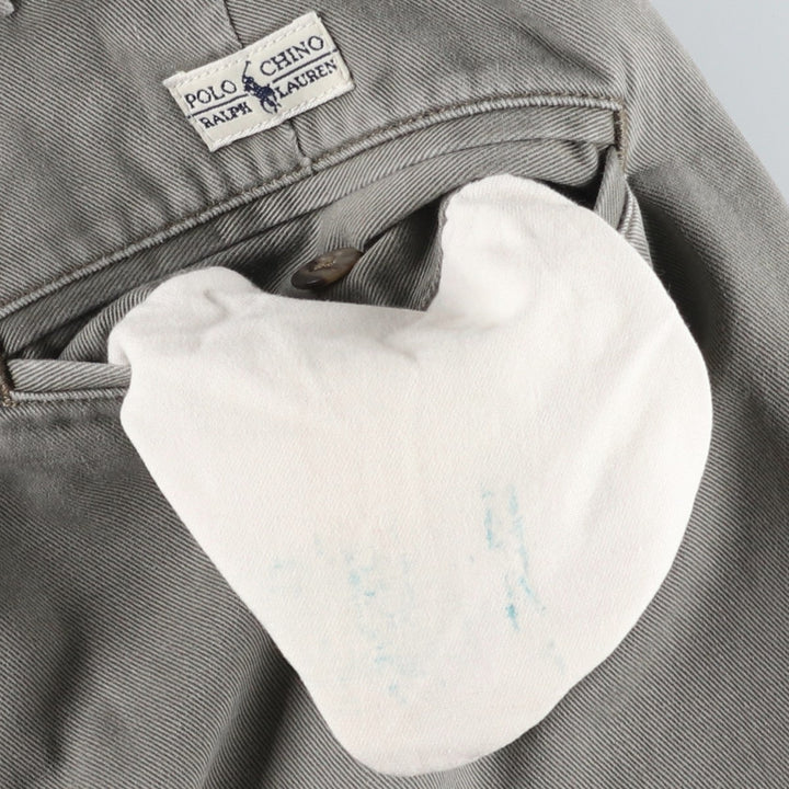 Ralph Lauren POLO by Ralph Lauren ANDREW PANT, two-pleat chino pants, men's, W35 equivalent cotton gray type Vintage Second Hand