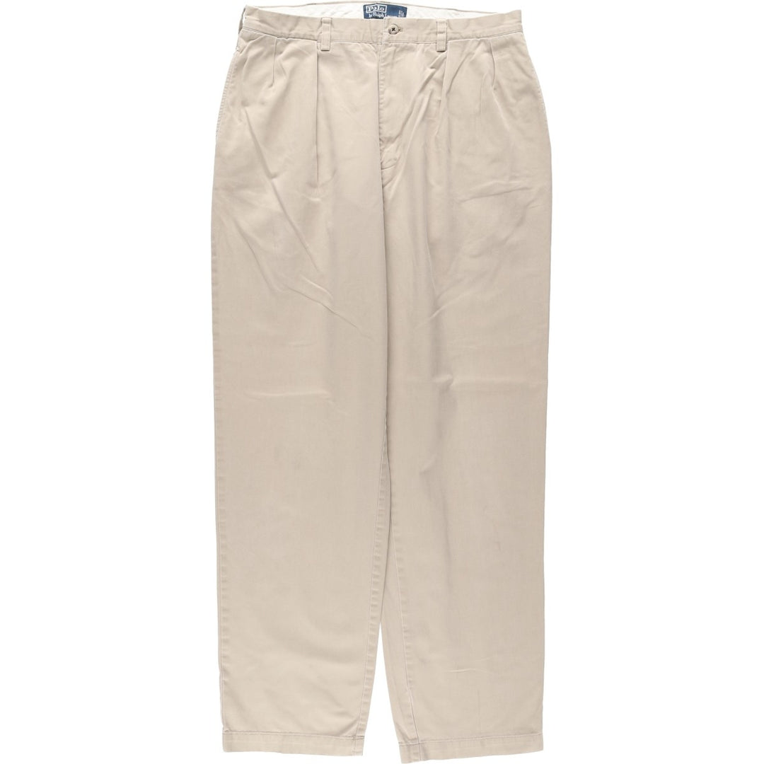Ralph Lauren POLO by Ralph Lauren ANDREW PANT Two-pleat chino pants for men, equivalent to W33 cotton Beige type Vintage Second Hand