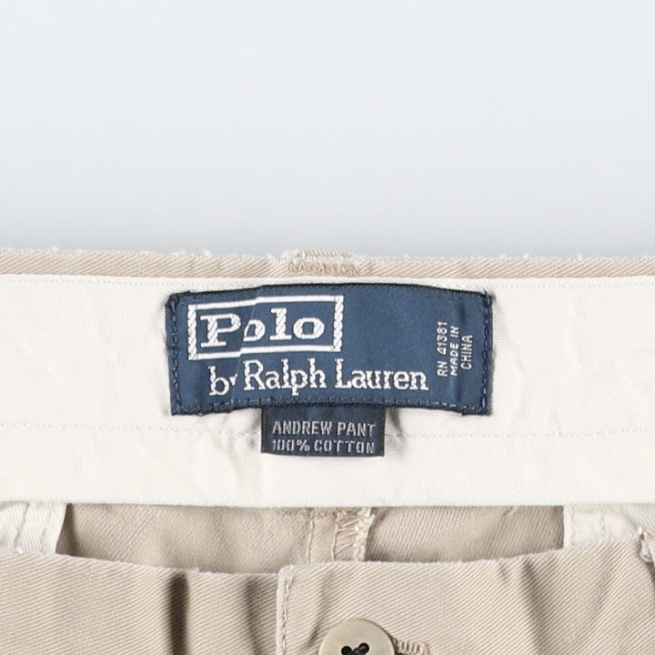 Ralph Lauren POLO by Ralph Lauren ANDREW PANT Two-pleat chino pants for men, equivalent to W33 cotton Beige type Vintage Second Hand