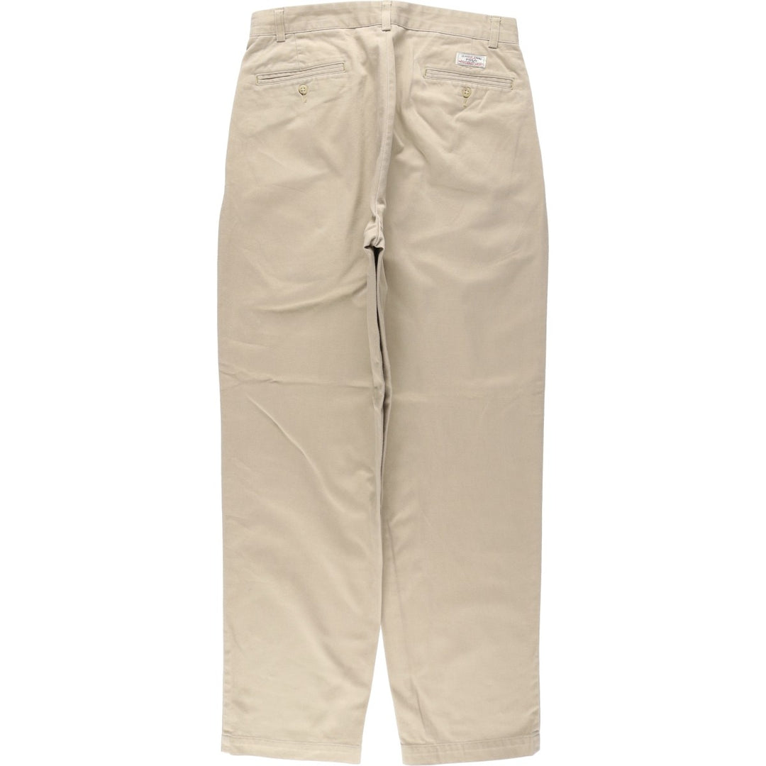 Ralph Lauren POLO by Ralph Lauren ANDREW PANT, two-pleat chino pants, men's, W32 equivalent cotton Beige type Vintage Second Hand