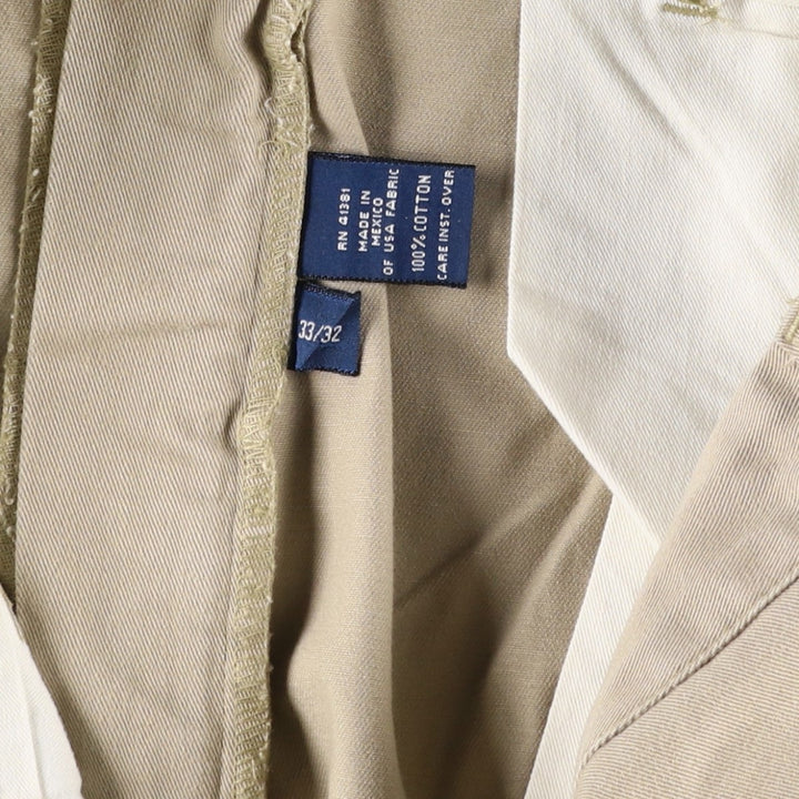 Ralph Lauren POLO by Ralph Lauren ANDREW PANT, two-pleat chino pants, men's, W32 equivalent cotton Beige type Vintage Second Hand
