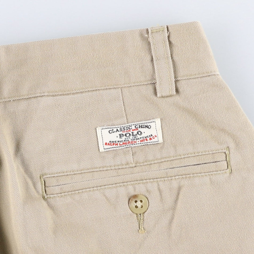 Ralph Lauren POLO by Ralph Lauren ANDREW PANT, two-pleat chino pants, men's, W32 equivalent cotton Beige type Vintage Second Hand