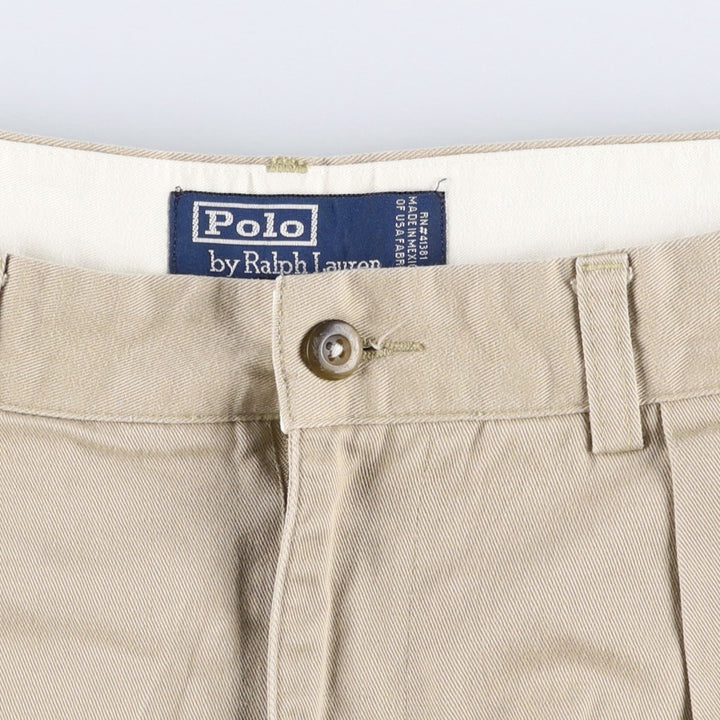 Ralph Lauren POLO by Ralph Lauren ANDREW PANT, two-pleat chino pants, men's, W32 equivalent cotton Beige type Vintage Second Hand