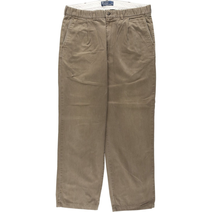 Ralph Lauren POLO by Ralph Lauren One-Tuck Chino Pants, Men's, Size W35 cotton Khaki type brown Vintage Second Hand