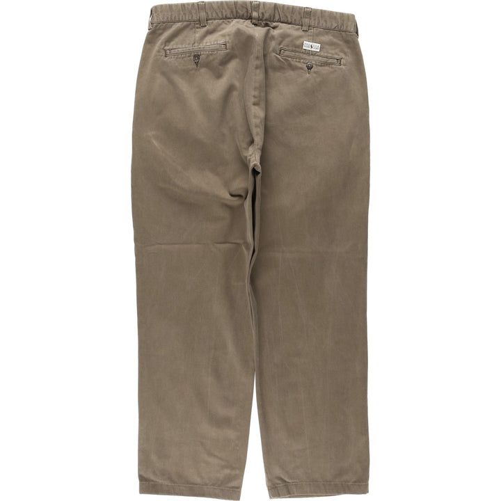 Ralph Lauren POLO by Ralph Lauren One-Tuck Chino Pants, Men's, Size W35 cotton Khaki type brown Vintage Second Hand