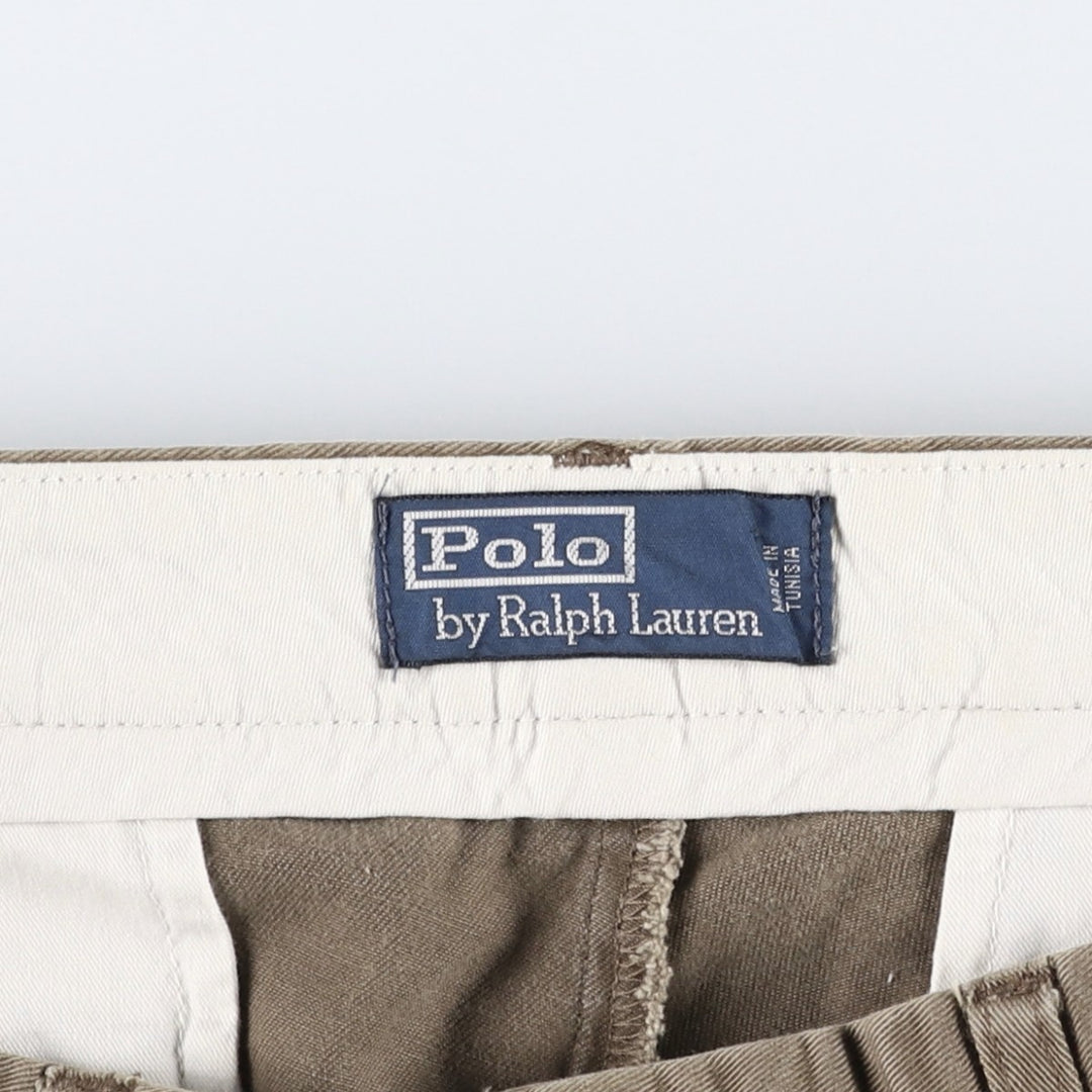 Ralph Lauren POLO by Ralph Lauren One-Tuck Chino Pants, Men's, Size W35 cotton Khaki type brown Vintage Second Hand