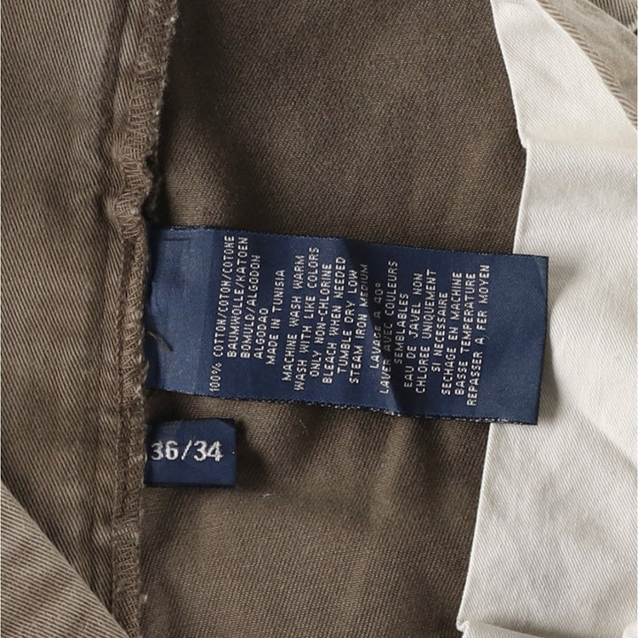 Ralph Lauren POLO by Ralph Lauren One-Tuck Chino Pants, Men's, Size W35 cotton Khaki type brown Vintage Second Hand