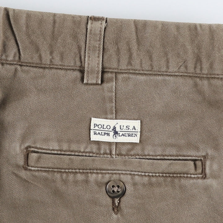 Ralph Lauren POLO by Ralph Lauren One-Tuck Chino Pants, Men's, Size W35 cotton Khaki type brown Vintage Second Hand