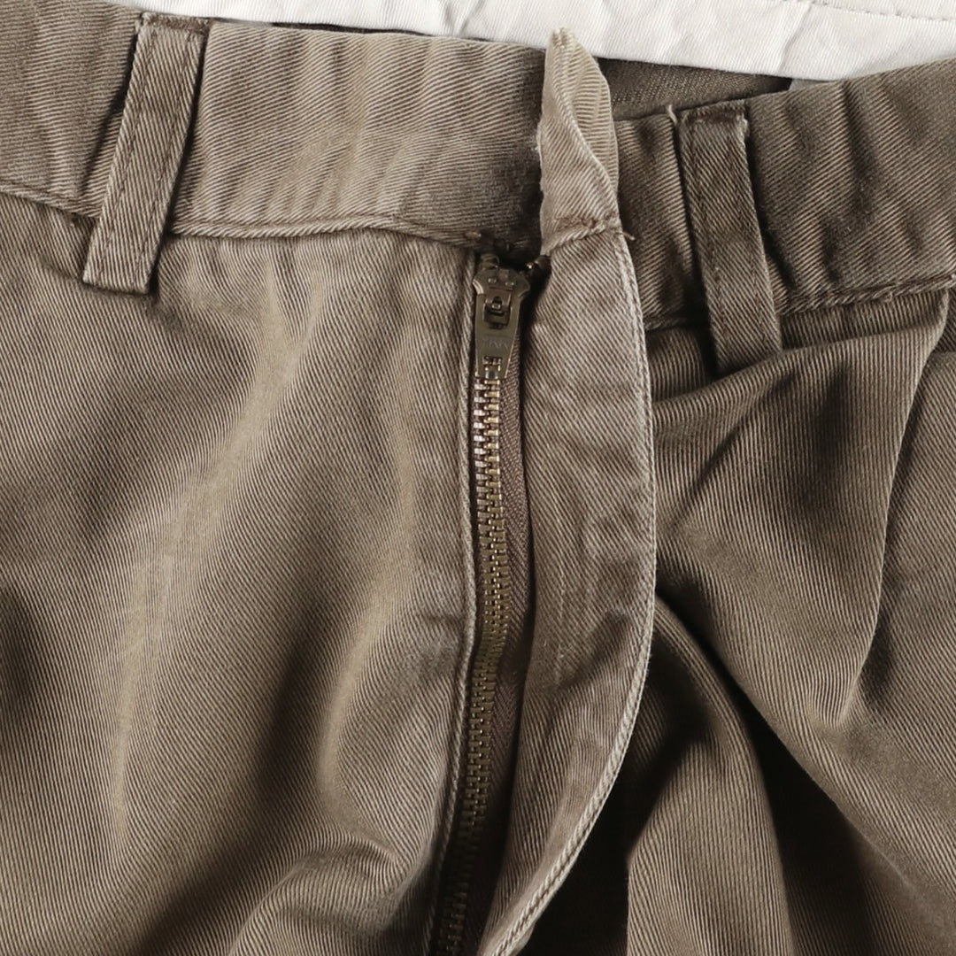 Ralph Lauren POLO by Ralph Lauren One-Tuck Chino Pants, Men's, Size W35 cotton Khaki type brown Vintage Second Hand