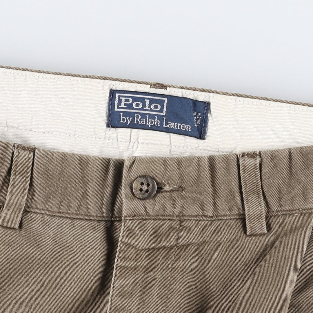 Ralph Lauren POLO by Ralph Lauren One-Tuck Chino Pants, Men's, Size W35 cotton Khaki type brown Vintage Second Hand
