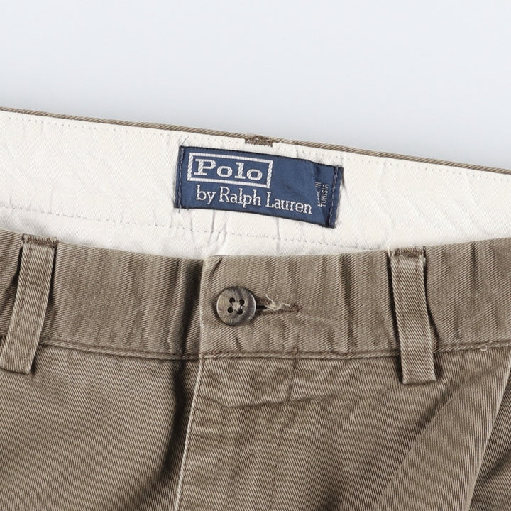 Ralph Lauren POLO by Ralph Lauren One-Tuck Chino Pants, Men's, Size W35 cotton Khaki type brown Vintage Second Hand