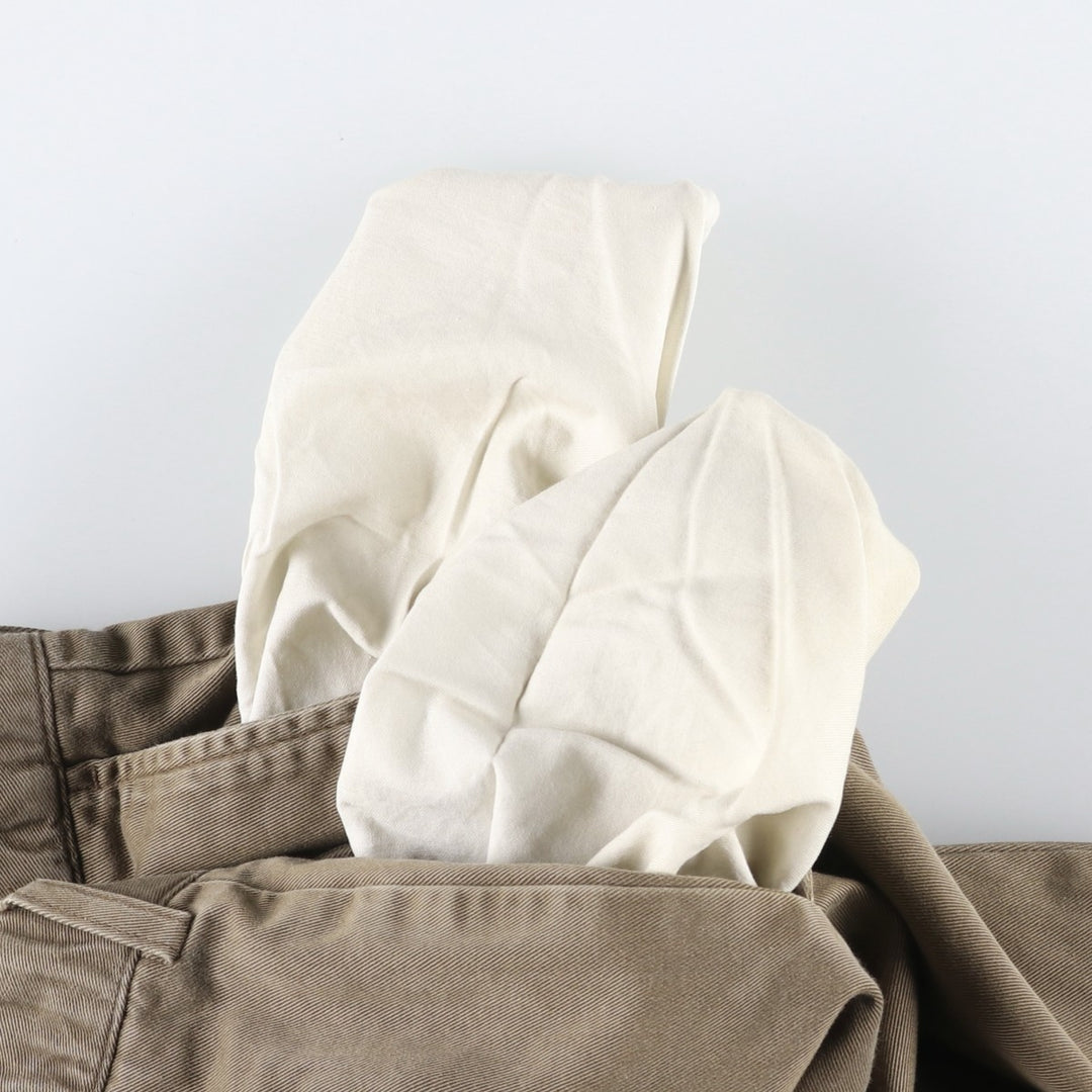 Ralph Lauren POLO by Ralph Lauren One-Tuck Chino Pants, Men's, Size W35 cotton Khaki type brown Vintage Second Hand