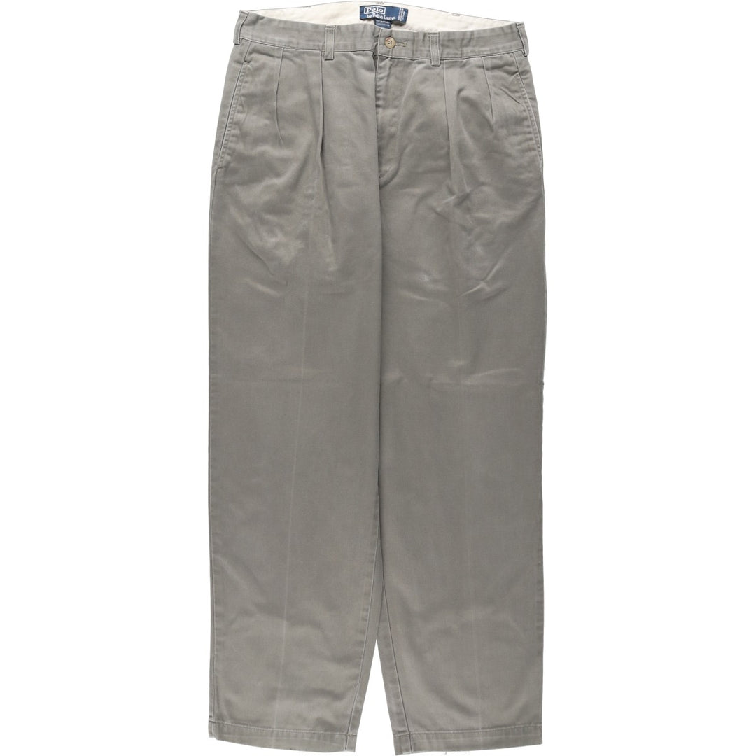 Ralph Lauren POLO by Ralph Lauren ANDREW PANT Two-pleat chino pants for men, equivalent to W33 cotton gray type Vintage Second Hand