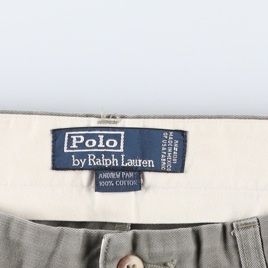 Ralph Lauren POLO by Ralph Lauren ANDREW PANT Two-pleat chino pants for men, equivalent to W33 cotton gray type Vintage Second Hand