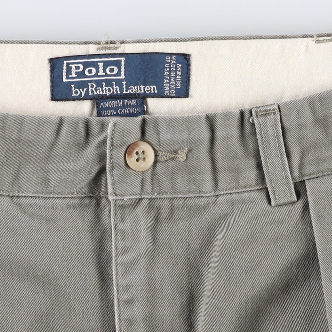 Ralph Lauren POLO by Ralph Lauren ANDREW PANT Two-pleat chino pants for men, equivalent to W33 cotton gray type Vintage Second Hand