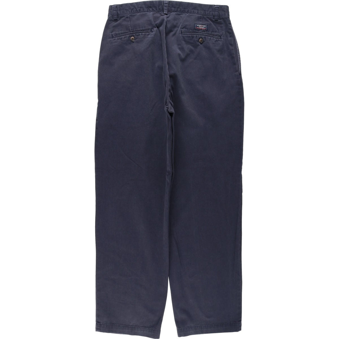 Ralph Lauren POLO by Ralph Lauren ANDREW PANT, two-pleat chino pants, men's, W32 equivalent cotton navy blue type Vintage Second Hand