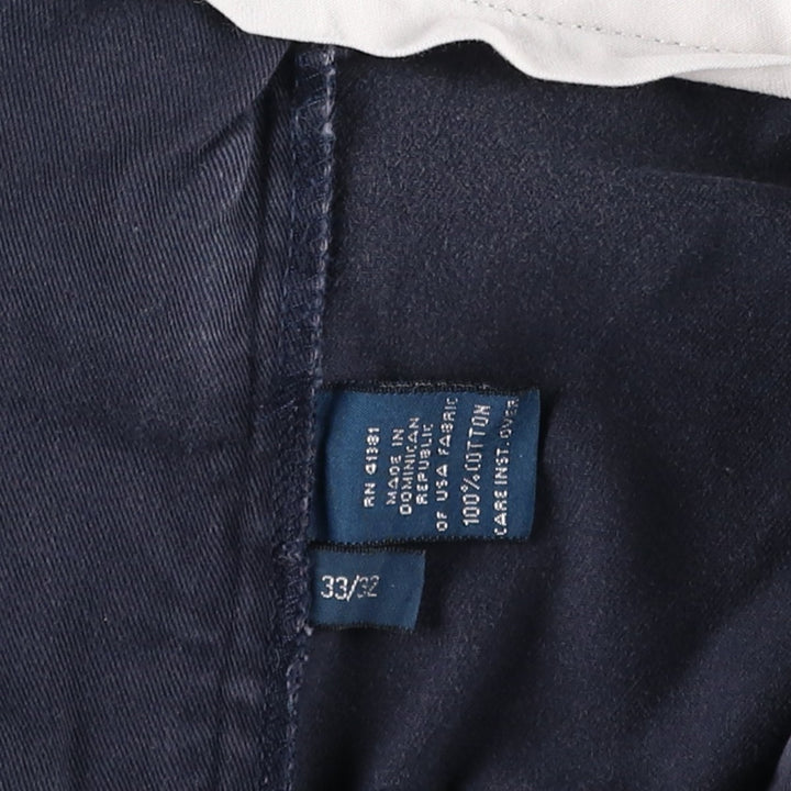 Ralph Lauren POLO by Ralph Lauren ANDREW PANT, two-pleat chino pants, men's, W32 equivalent cotton navy blue type Vintage Second Hand