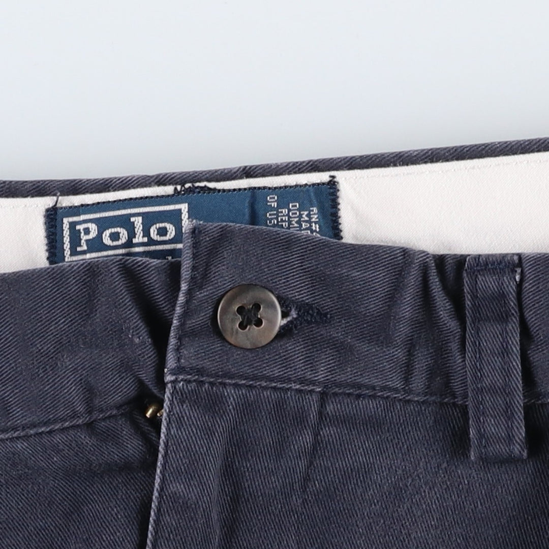 Ralph Lauren POLO by Ralph Lauren ANDREW PANT, two-pleat chino pants, men's, W32 equivalent cotton navy blue type Vintage Second Hand