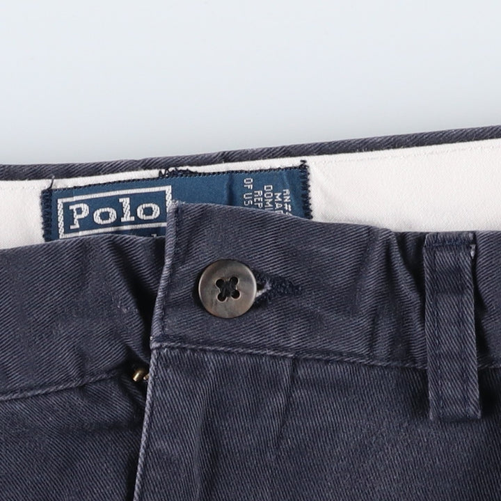 Ralph Lauren POLO by Ralph Lauren ANDREW PANT, two-pleat chino pants, men's, W32 equivalent cotton navy blue type Vintage Second Hand