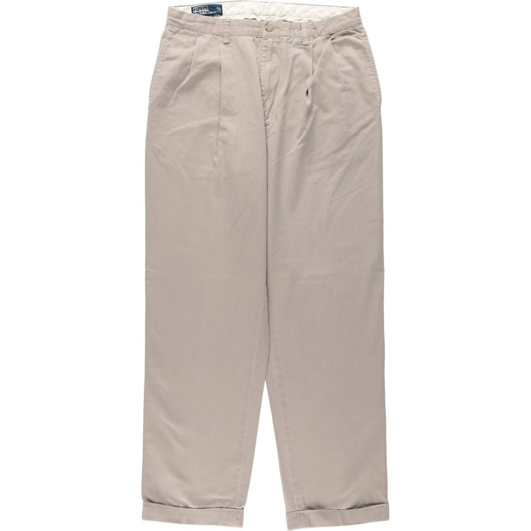 Ralph Lauren Polo Hammond Pant, two-pleat chino pants, men's size W34. cotton Beige type Vintage Second Hand