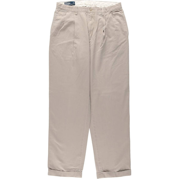Ralph Lauren Polo Hammond Pant, two-pleat chino pants, men's size W34. cotton Beige type Vintage Second Hand