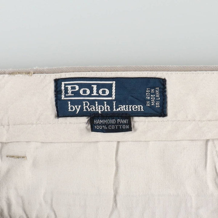Ralph Lauren Polo Hammond Pant, two-pleat chino pants, men's size W34. cotton Beige type Vintage Second Hand