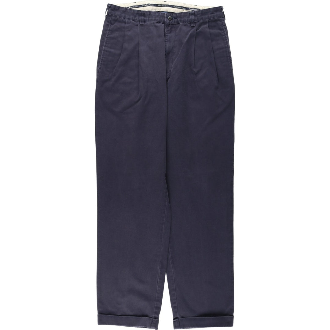 Ralph Lauren Polo Ralph Lauren HAMMOND PANT Two-pleat Chino Pants Men's W33 equivalent cotton navy blue type Vintage Second Hand