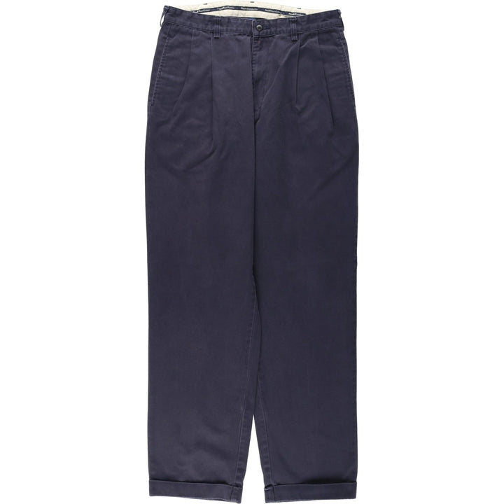 Ralph Lauren Polo Ralph Lauren HAMMOND PANT Two-pleat Chino Pants Men's W33 equivalent cotton navy blue type Vintage Second Hand