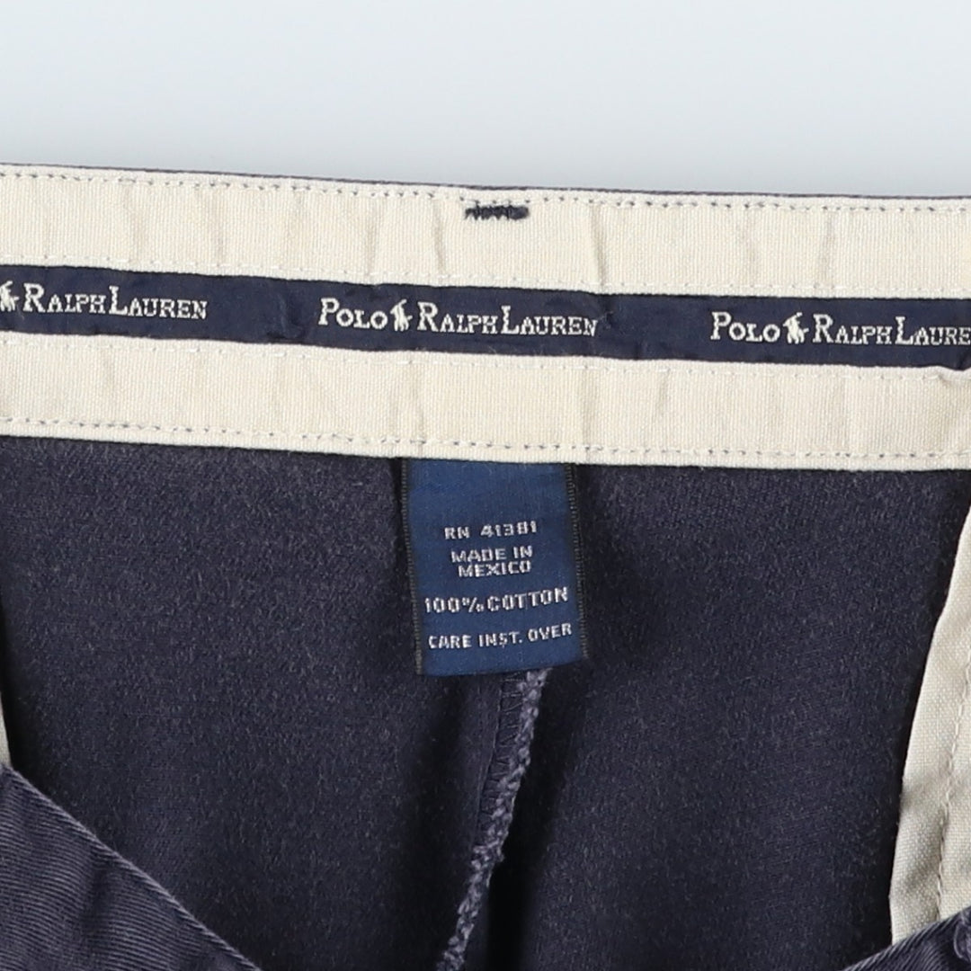 Ralph Lauren Polo Ralph Lauren HAMMOND PANT Two-pleat Chino Pants Men's W33 equivalent cotton navy blue type Vintage Second Hand