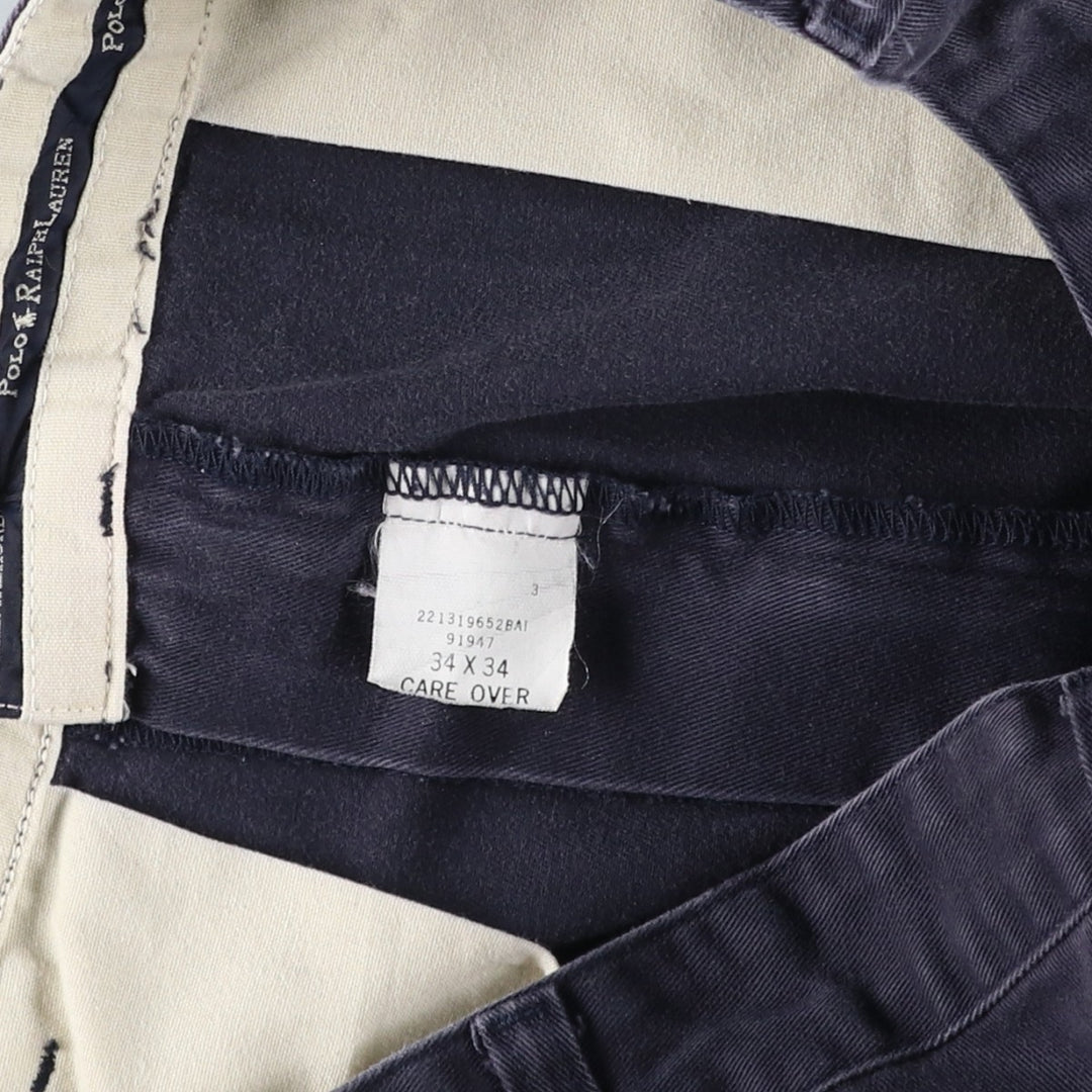 Ralph Lauren Polo Ralph Lauren HAMMOND PANT Two-pleat Chino Pants Men's W33 equivalent cotton navy blue type Vintage Second Hand