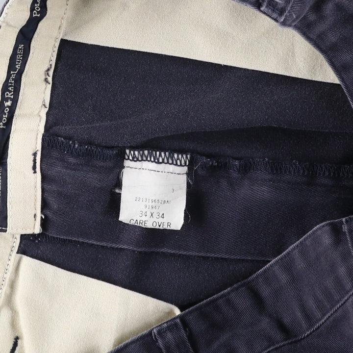 Ralph Lauren Polo Ralph Lauren HAMMOND PANT Two-pleat Chino Pants Men's W33 equivalent cotton navy blue type Vintage Second Hand