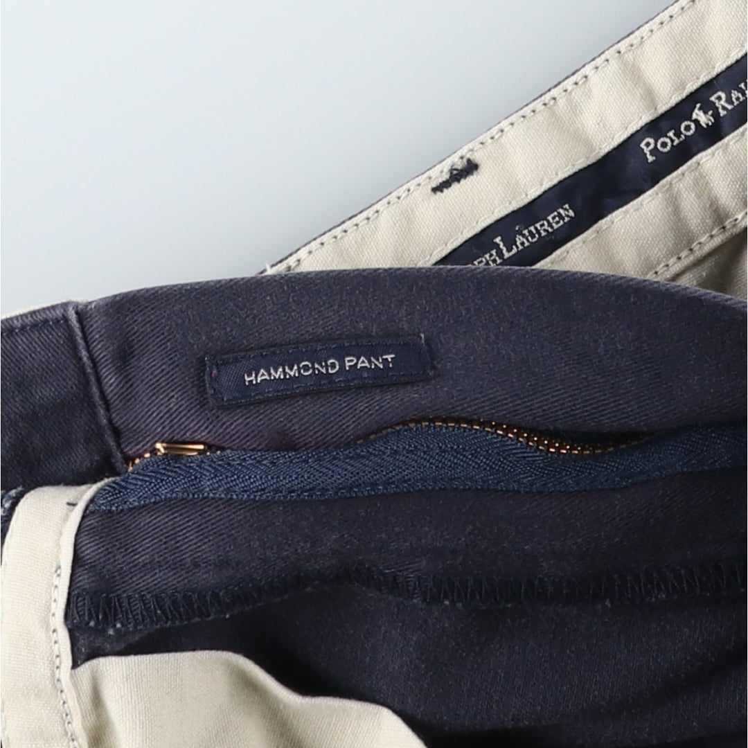 Ralph Lauren Polo Ralph Lauren HAMMOND PANT Two-pleat Chino Pants Men's W33 equivalent cotton navy blue type Vintage Second Hand