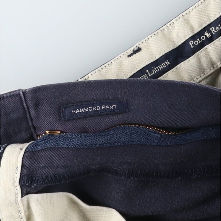 Ralph Lauren Polo Ralph Lauren HAMMOND PANT Two-pleat Chino Pants Men's W33 equivalent cotton navy blue type Vintage Second Hand