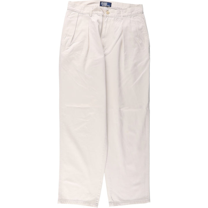 Ralph Lauren Polo by Ralph Lauren Two-Pleat Chino Pants, Men's Size W31 (approx.) cotton Beige type Vintage Second Hand