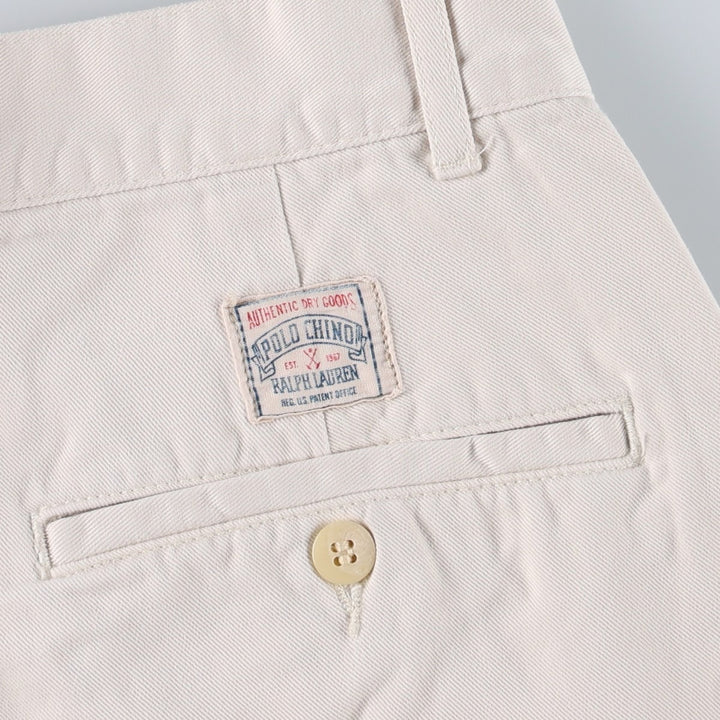 Ralph Lauren Polo by Ralph Lauren Two-Pleat Chino Pants, Men's Size W31 (approx.) cotton Beige type Vintage Second Hand