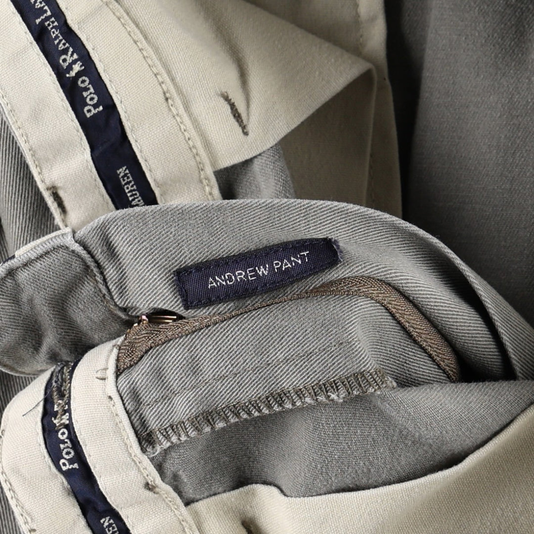 Ralph Lauren Polo Ralph Lauren ANDREW PANT Two-pleat Chino Pants Men's W34 equivalent Vintage cotton gray type Vintage Second Hand