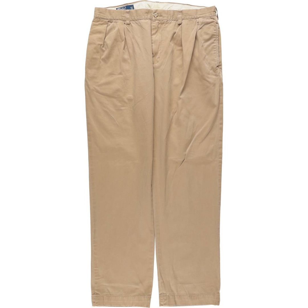 Ralph Lauren POLO by Ralph Lauren ETHAN PANT Two-pleat chino pants for men, size W36 cotton beige type brown Vintage Second Hand