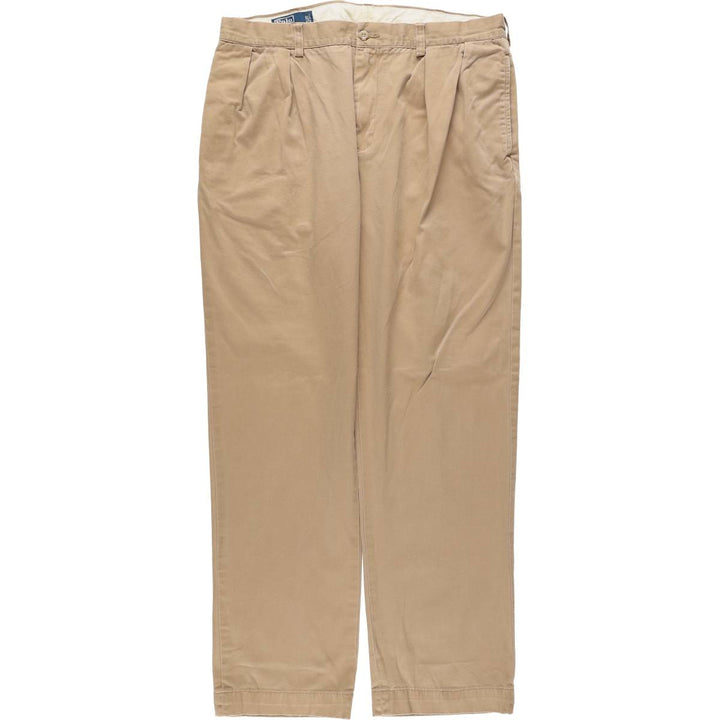 Ralph Lauren POLO by Ralph Lauren ETHAN PANT Two-pleat chino pants for men, size W36 cotton beige type brown Vintage Second Hand