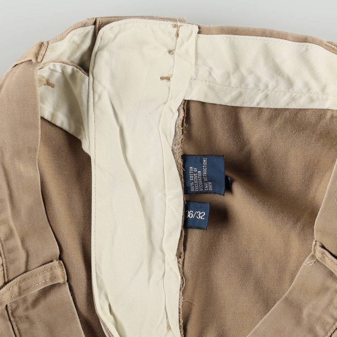Ralph Lauren POLO by Ralph Lauren ETHAN PANT Two-pleat chino pants for men, size W36 cotton beige type brown Vintage Second Hand