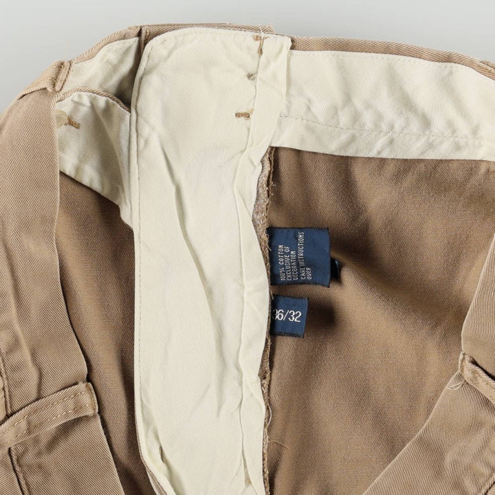 Ralph Lauren POLO by Ralph Lauren ETHAN PANT Two-pleat chino pants for men, size W36 cotton beige type brown Vintage Second Hand