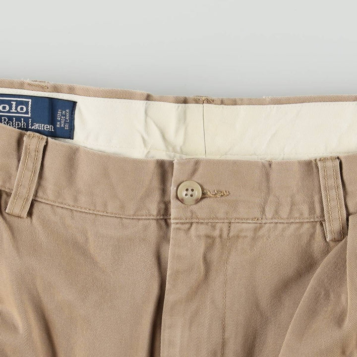 Ralph Lauren POLO by Ralph Lauren ETHAN PANT Two-pleat chino pants for men, size W36 cotton beige type brown Vintage Second Hand