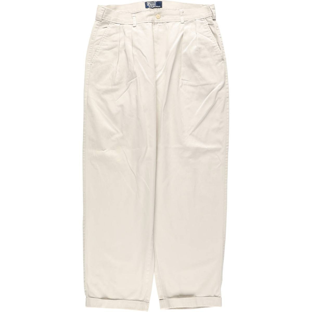 Ralph Lauren POLO by Ralph Lauren Two-pleat Chino Pants for Men, W33 equivalent cotton ivory Vintage Second Hand