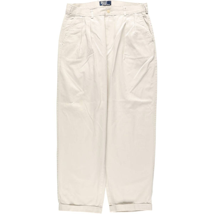 Ralph Lauren POLO by Ralph Lauren Two-pleat Chino Pants for Men, W33 equivalent cotton ivory Vintage Second Hand