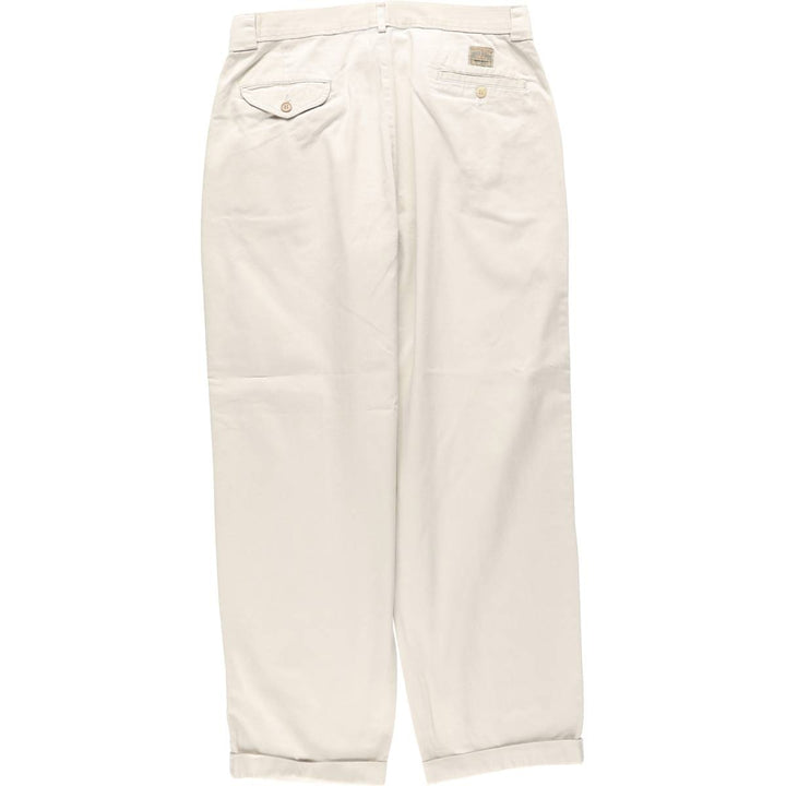 Ralph Lauren POLO by Ralph Lauren Two-pleat Chino Pants for Men, W33 equivalent cotton ivory Vintage Second Hand