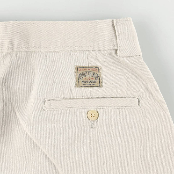 Ralph Lauren POLO by Ralph Lauren Two-pleat Chino Pants for Men, W33 equivalent cotton ivory Vintage Second Hand
