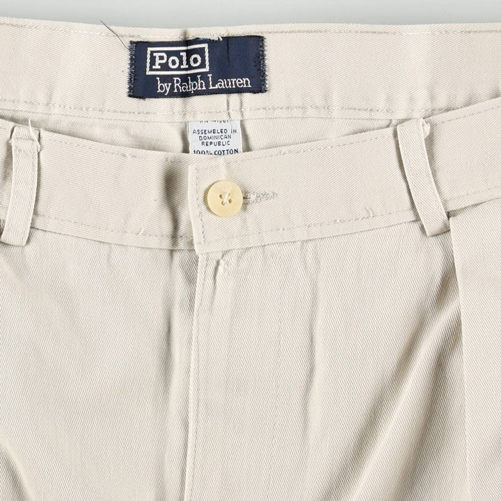 Ralph Lauren POLO by Ralph Lauren Two-pleat Chino Pants for Men, W33 equivalent cotton ivory Vintage Second Hand